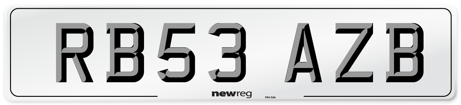 RB53 AZB Number Plate from New Reg